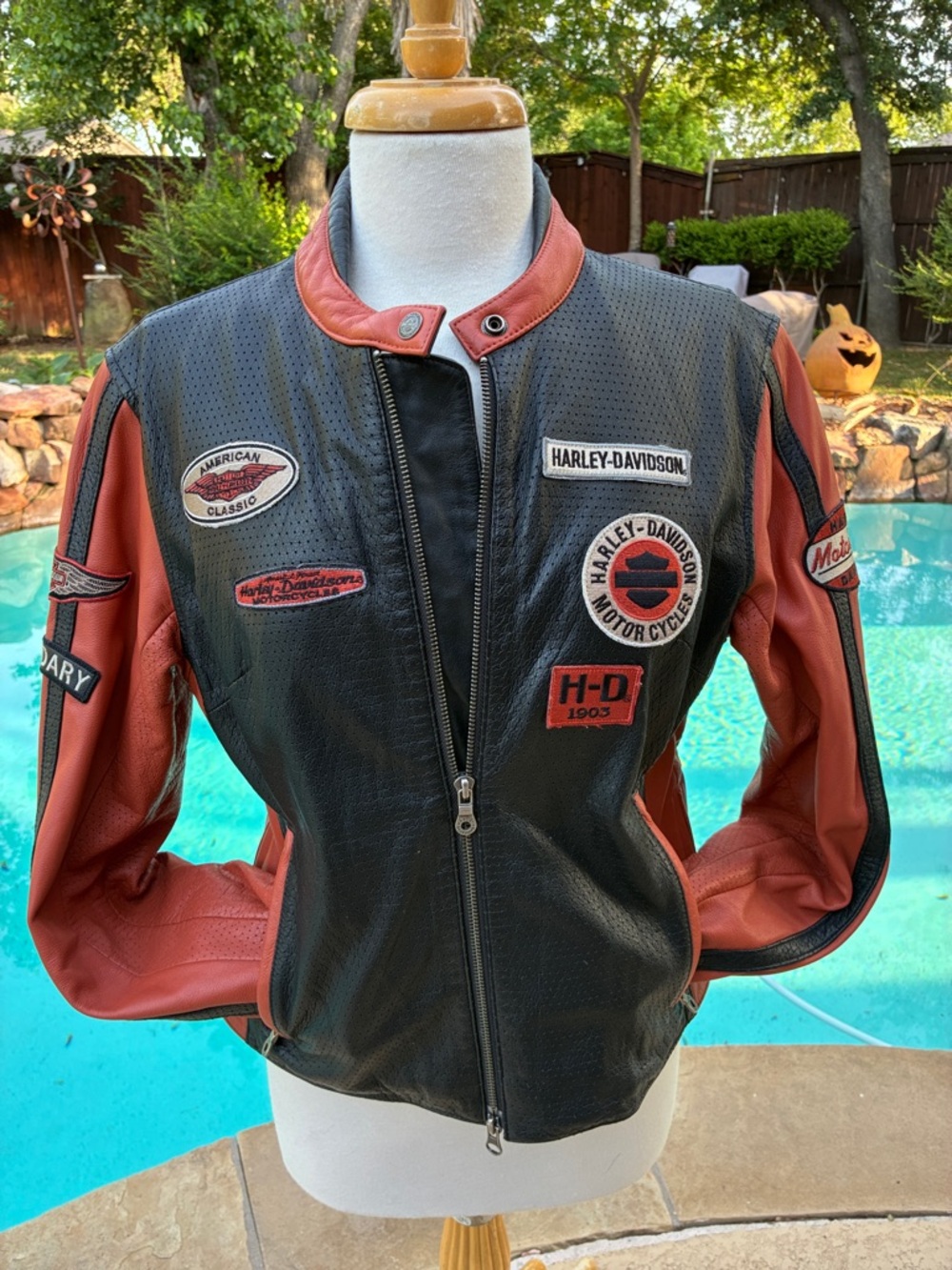 Genuine Harley-Davidson Black Rust Leather motorcycle riding Jacket exc cond L